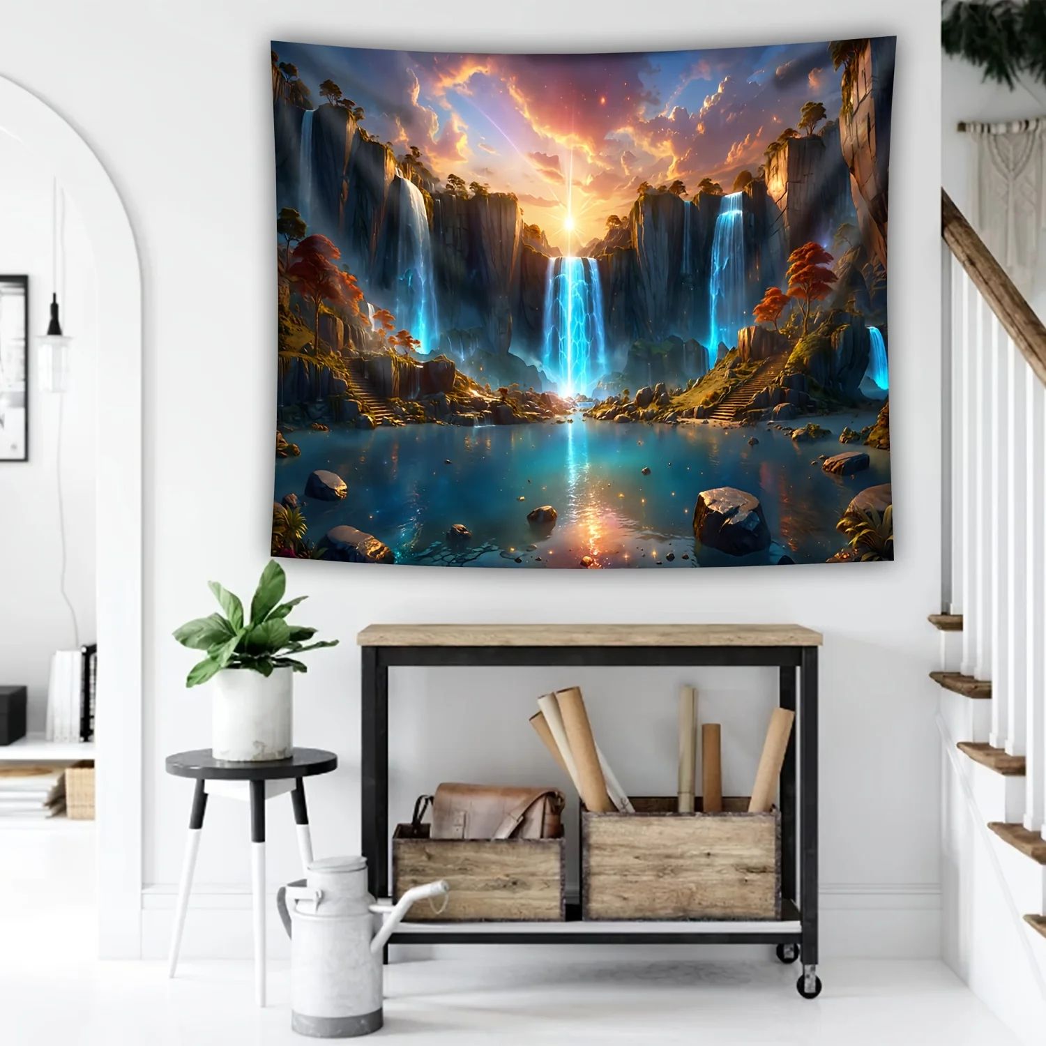 Waterfall Canyon Landscape Wall Tapestry Decor