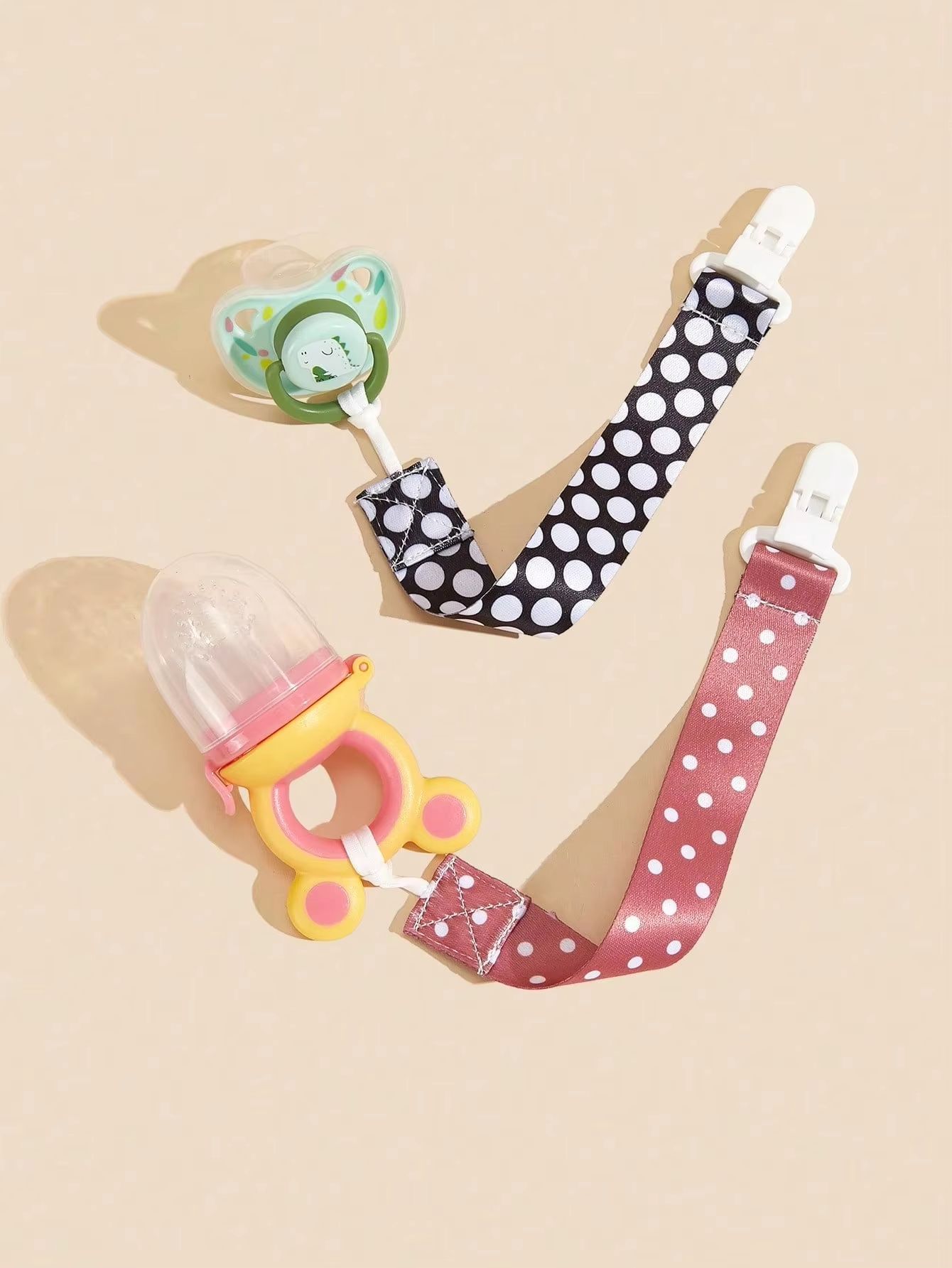 4-Piece Baby Pacifier Holder Clips with Universal Soother Chains