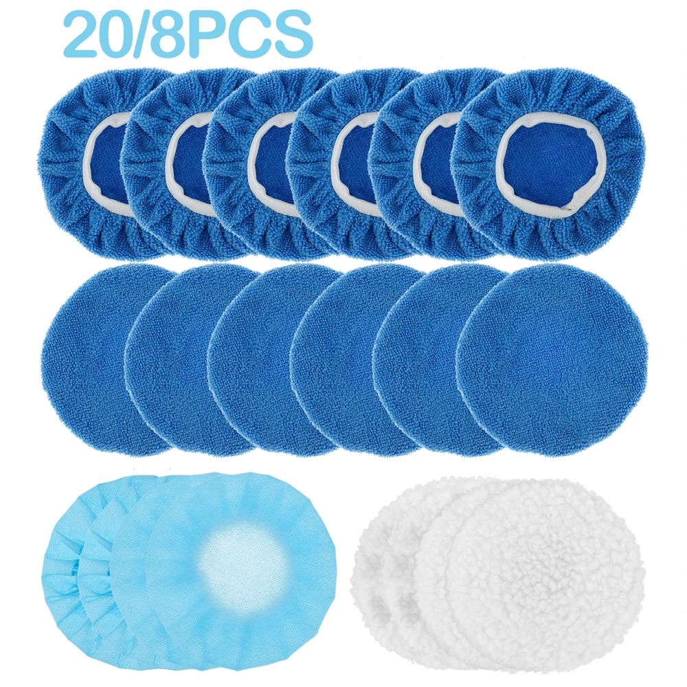 Car Polisher Buffer Pad Set Microfiber Polishing Bonnets for Waxing and Detailing