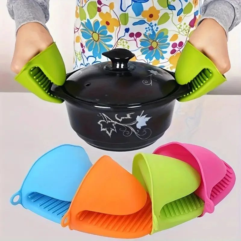 Silicone Pot Holder Gloves Heat Resistant Set