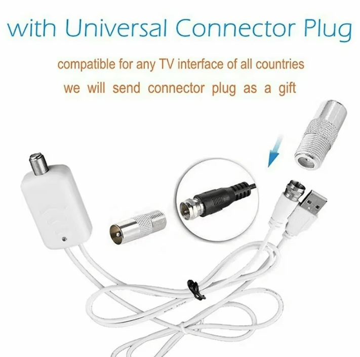 High Gain 4K Digital TV Antenna with EU Plug and Active Signal Booster
