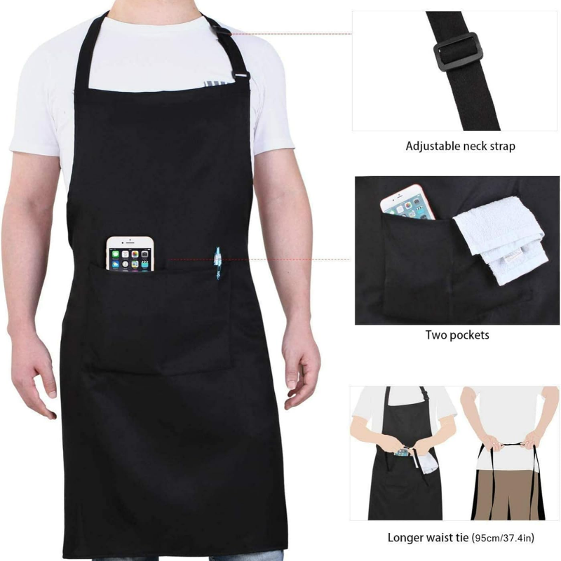 Stylish Kitchen Aprons for Men and Women, Chef Work Apron for Grill, Beauty, Bar, Shop, Cafes, Household and Nail Studio
