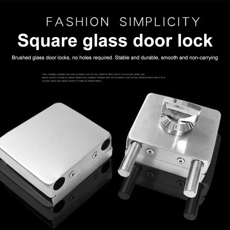 No-Drill Double-Sided Glass Door Lock Stainless Steel 10-12mm