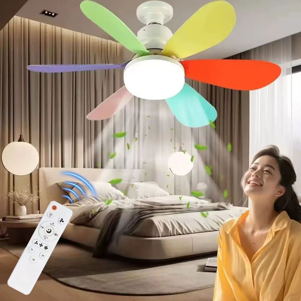 Modern E27 Ceiling Fan Light with Remote Control and Dimmable LED