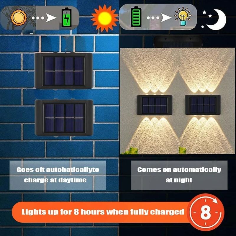 Solar Garden Wall Light Outdoor Waterproof Up and Down Lamp (2-Pack)