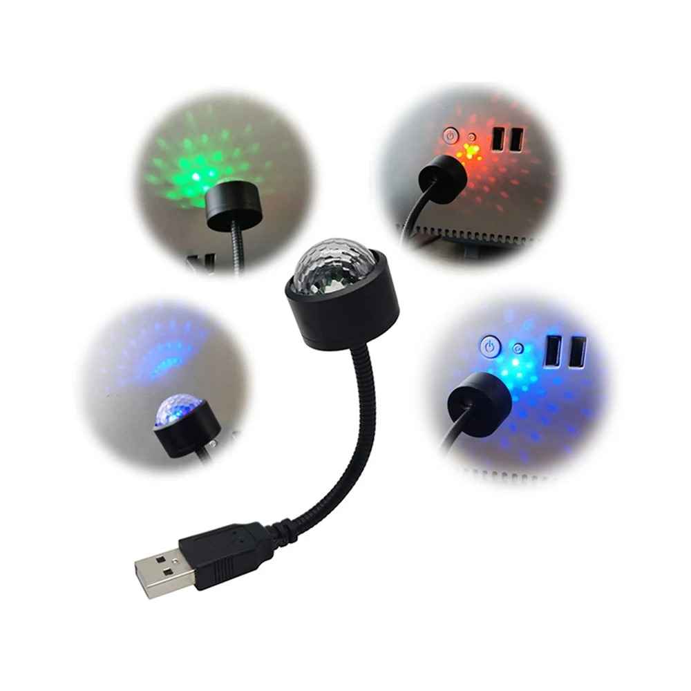 Mini LED Star Night Light Projector for Car Ceiling, USB Atmosphere Galaxy Lamp, Adjustable Decorative Auto Roof Light