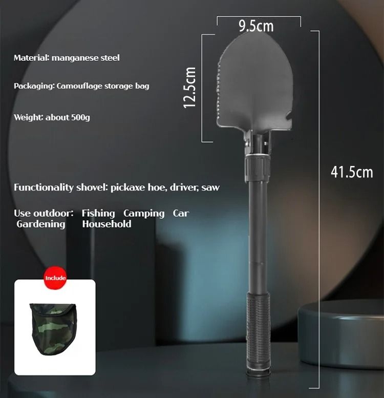 Multifunctional 3-in-1 Tactical Garden Shovel – Essential Survival & Camping Tool