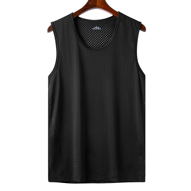 Breathable Men Ice Silk Tank Tops, Gym Fitness Vest, Quick-drying Mesh Underwear Sleeveless Bodybuilding Singlet