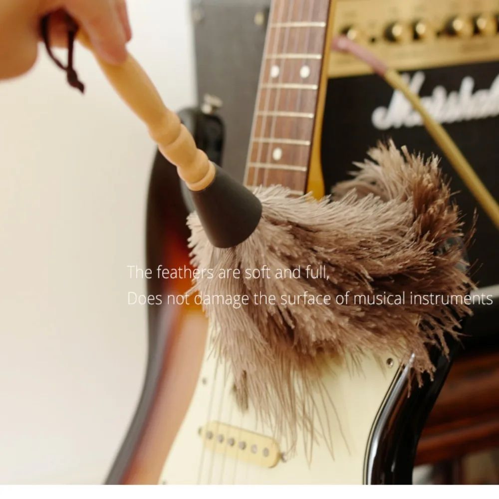 Ostrich Feather Duster Wooden Handle Household Cleaner