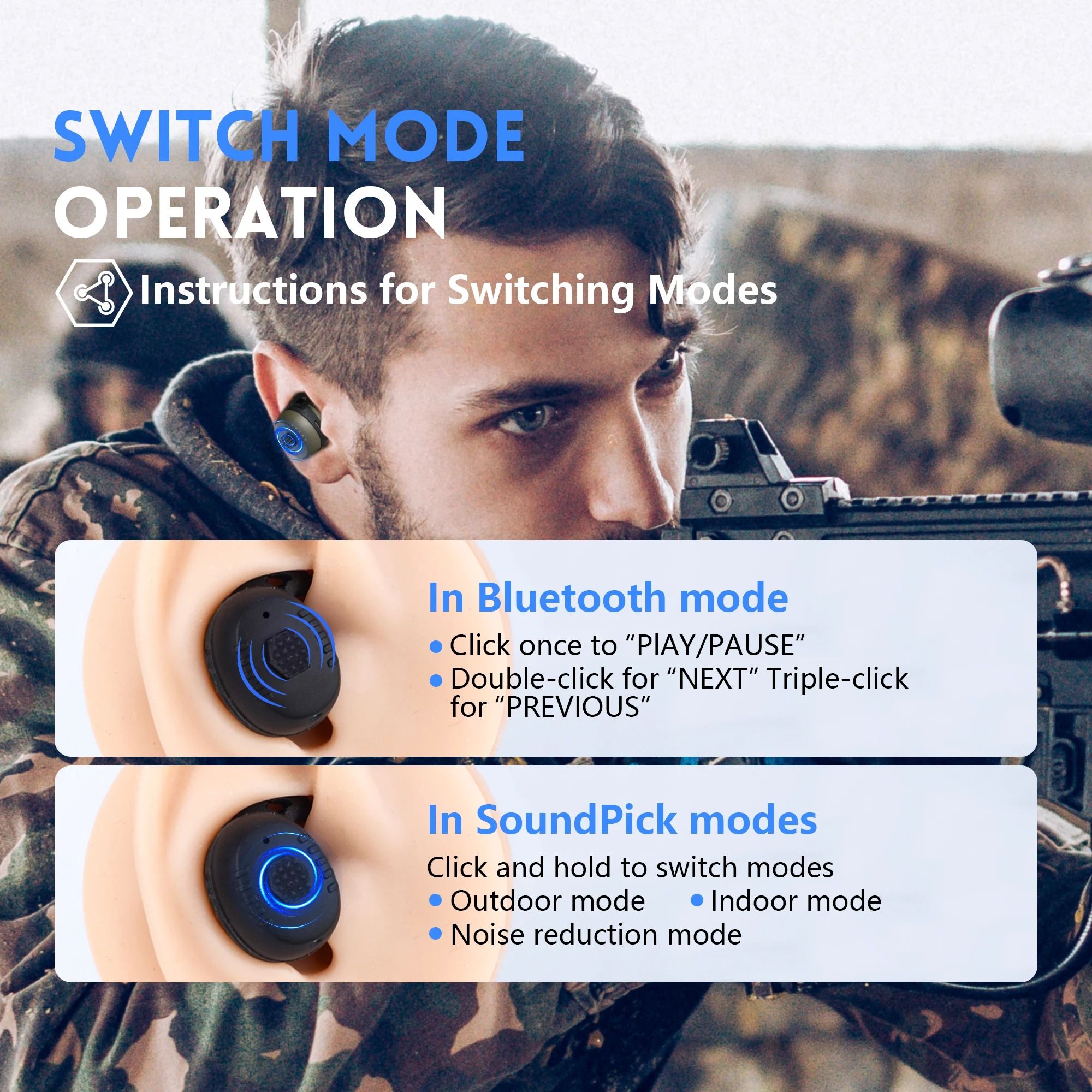 Bluetooth Tactical Noise Reduction Ear Protection Headset