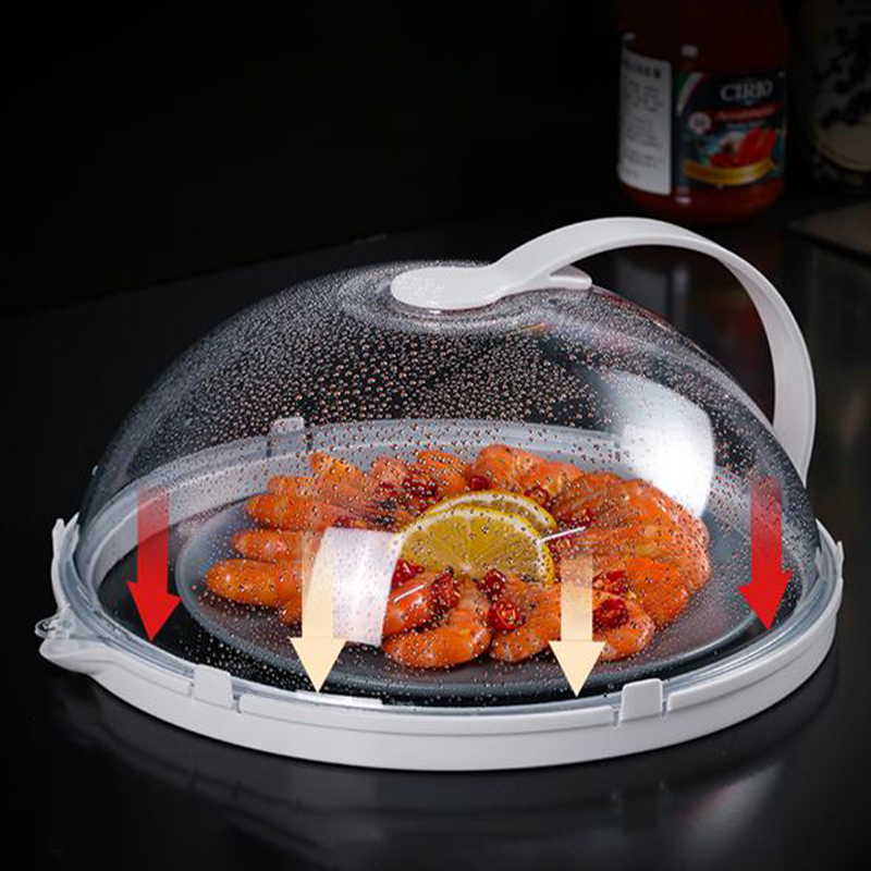 Microwave Splash Cover with Steam Vent, High-Temperature Resistant Guard Lid, Transparent Food Heating Cover with Handle