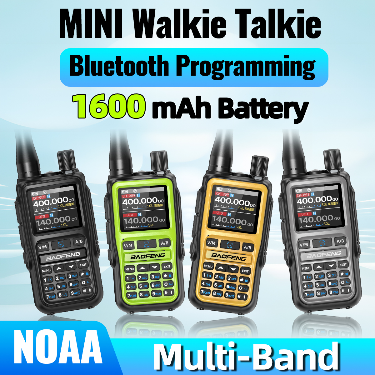 UV Mini Bluetooth Walkie Talkie Dual Band Ham Radio with Type C Charging for Hiking & Outdoor Use