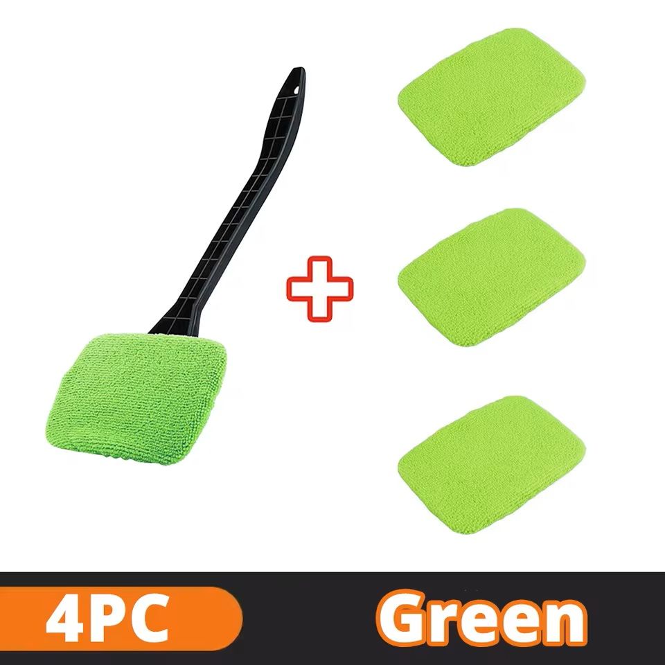 Car Windshield Cleaning Brush Kit with Microfiber Cloth and Long Handle