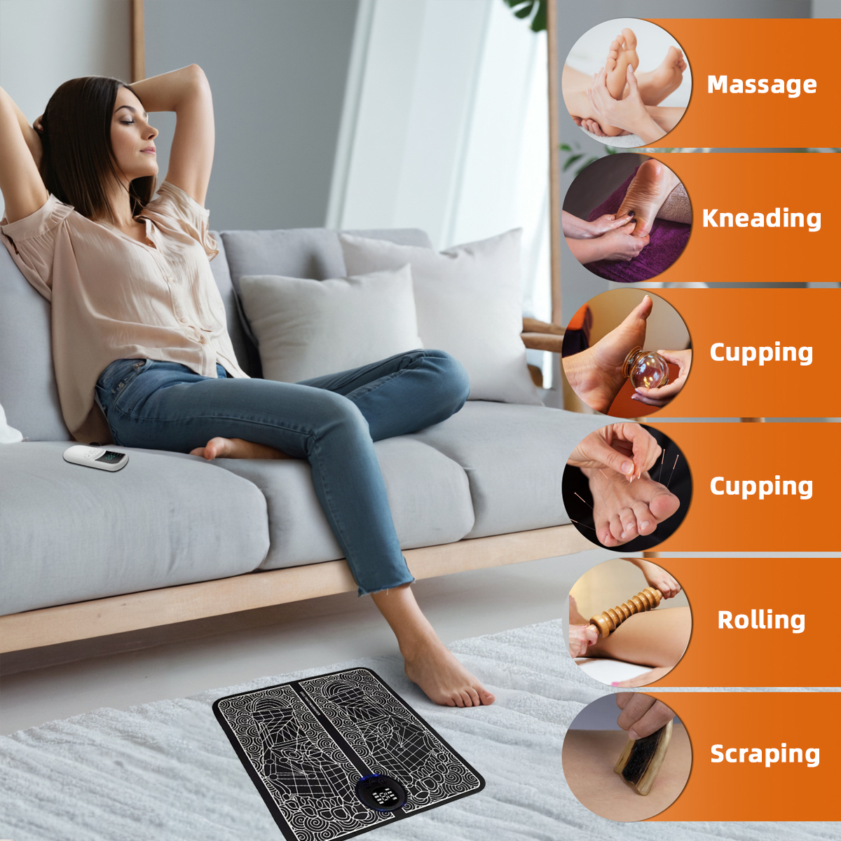 Smart Pulse EMS Therapy Foot Pad Full Body Massager Neck Back Care Device