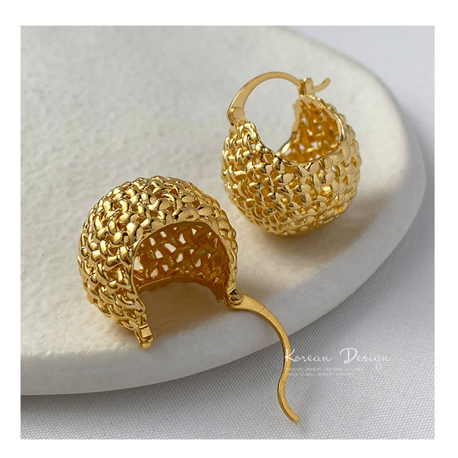 Simple Thick Round Ball Hoop Earrings, Gold Chunky Hoop Earrings, Lightweight Gold Earrings