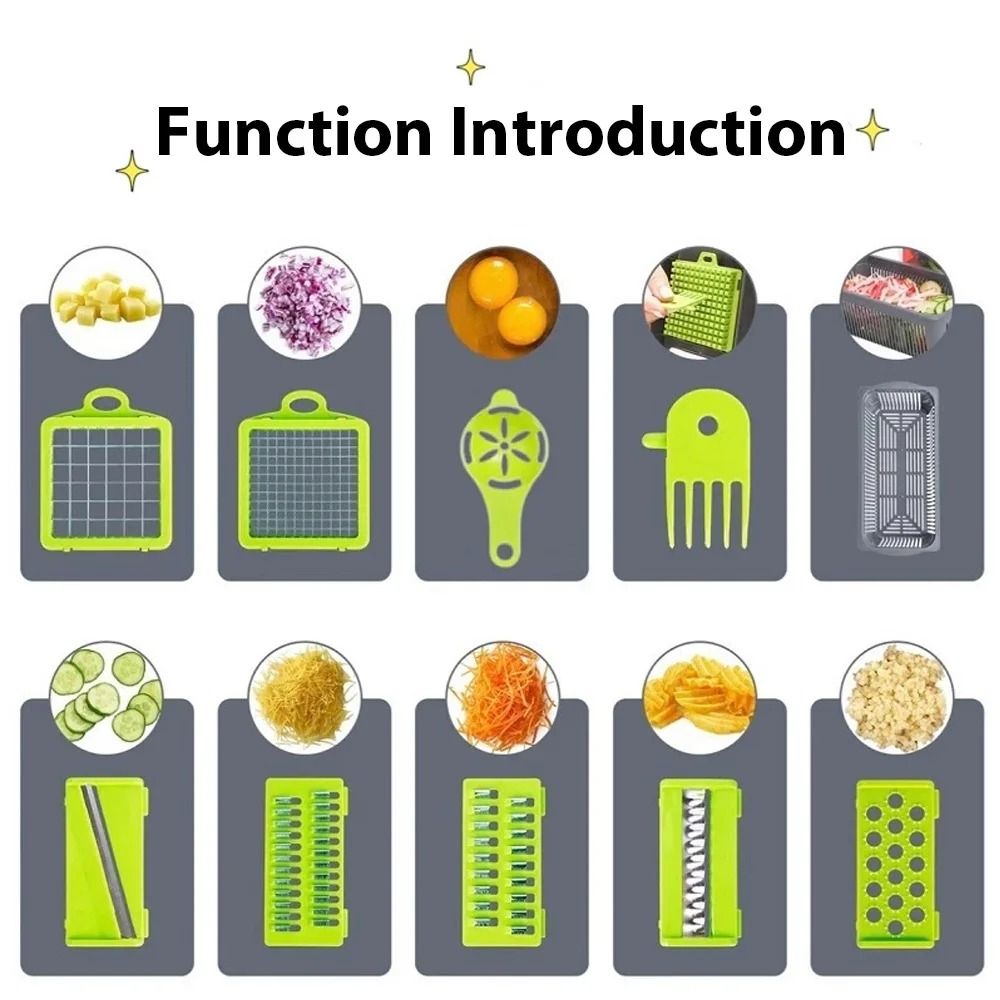 16 in 1 Multifunctional Vegetable Chopper Slicer Dicer Kitchen Food Cutter Set