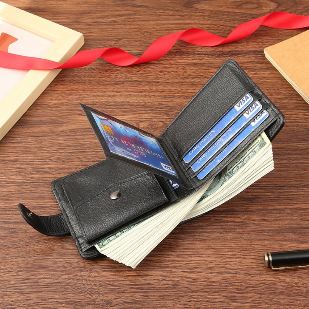 Durable Men Leather Wallet Slim Zipper Purse with Card Holder & Coin Pocket