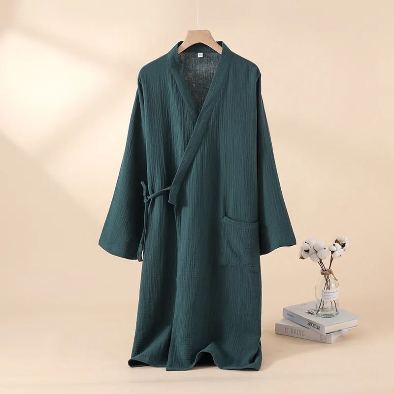 Thin Cotton Yarn Kimono Robes – Professional Couple's Bathrobe & Breathable Tied Cardigan Sleepwear