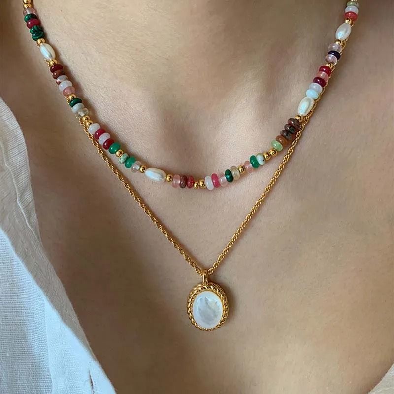 Colorful Beaded Freshwater Pearl Necklace for Women