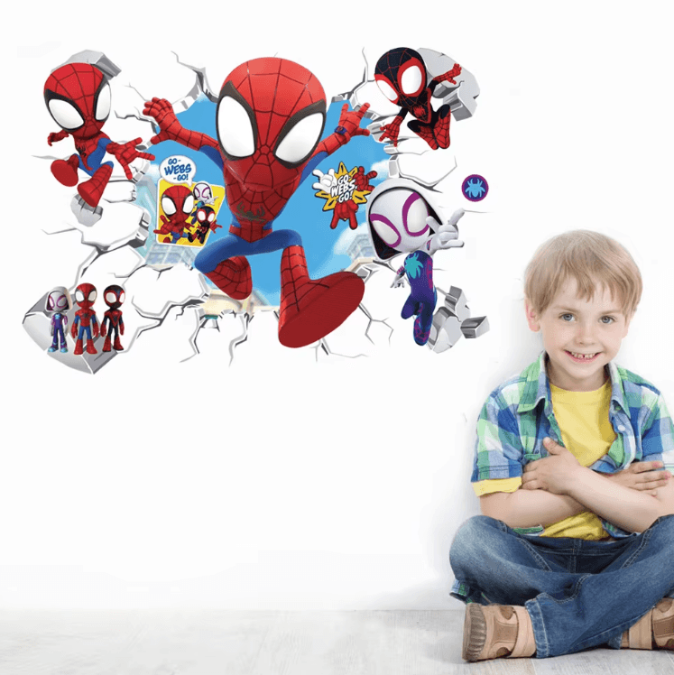Cute Spiderman Wall Stickers Removable Superhero PVC Decals for Kids Room Decor