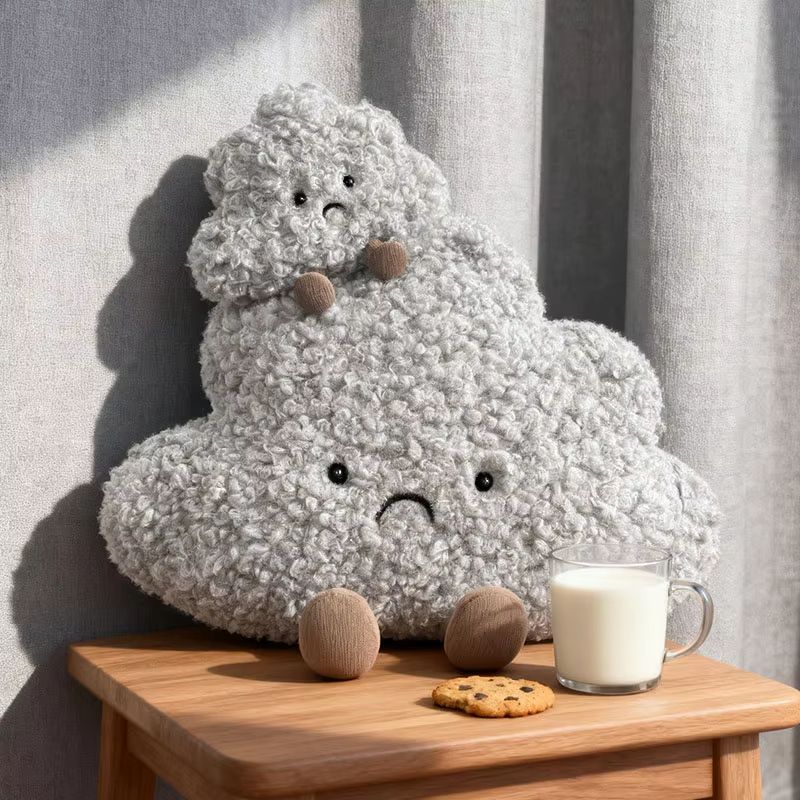 Kawaii Soft Sad Cloud Plush Toy 6.3in Gray Cloud Throw Pillow Plush Doll Gift