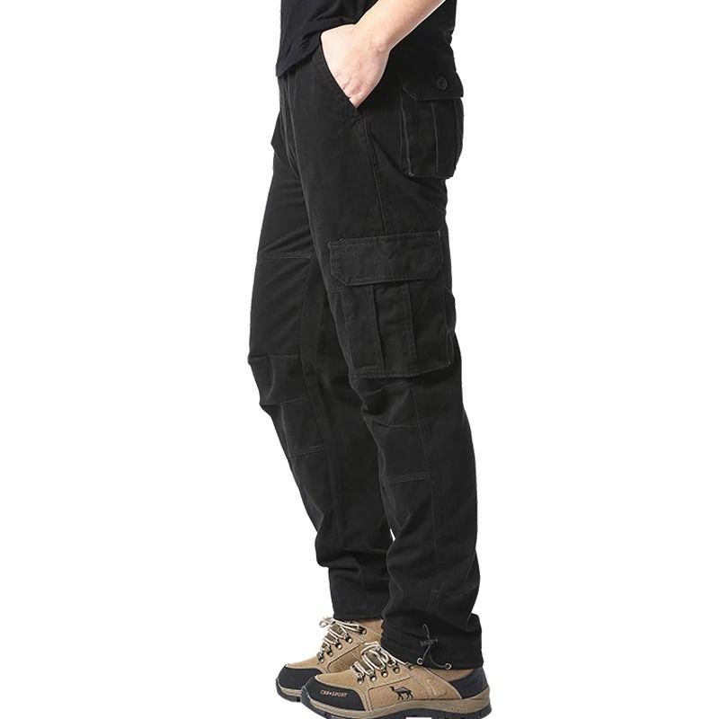 Large Pocket Loose Overalls Men Outdoor Sports Jogging Tactical Pants Elastic Waist Cotton Casual Work Pants