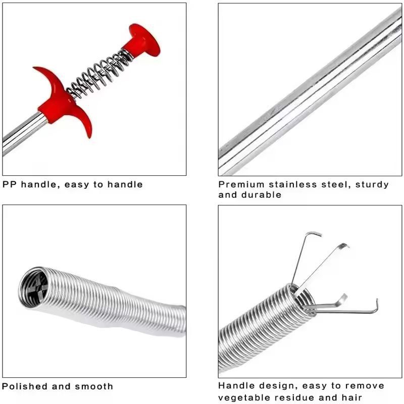 Flexible Drain Snake Tool – Easy-Flow Spring Hook Drain Cleaner