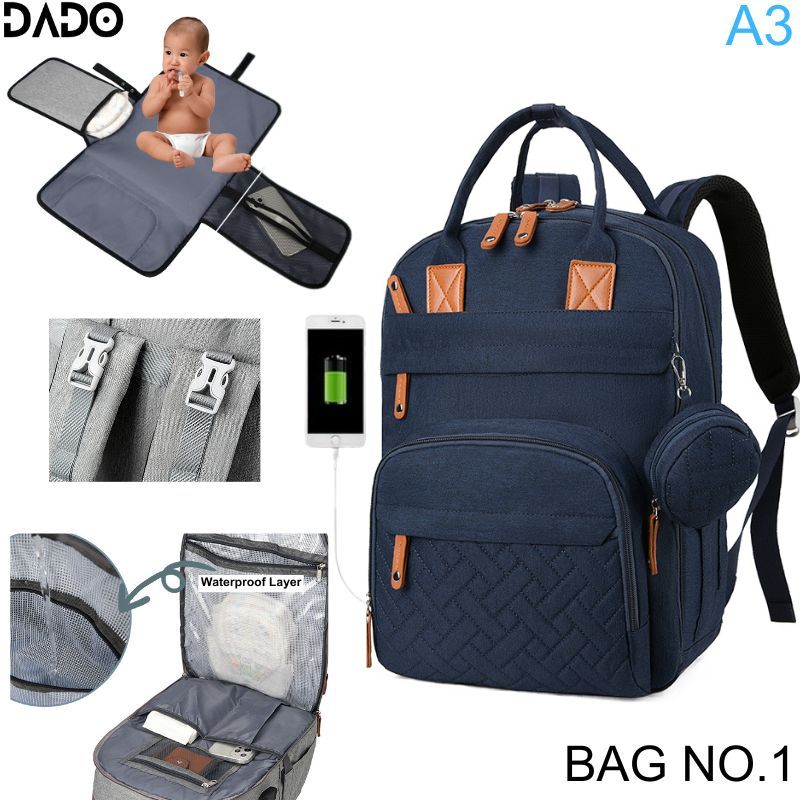 Diaper Bag Backpack Baby Essentials Travel Tote, Multifunction Waterproof with Changing Station Pad & Stroller Straps