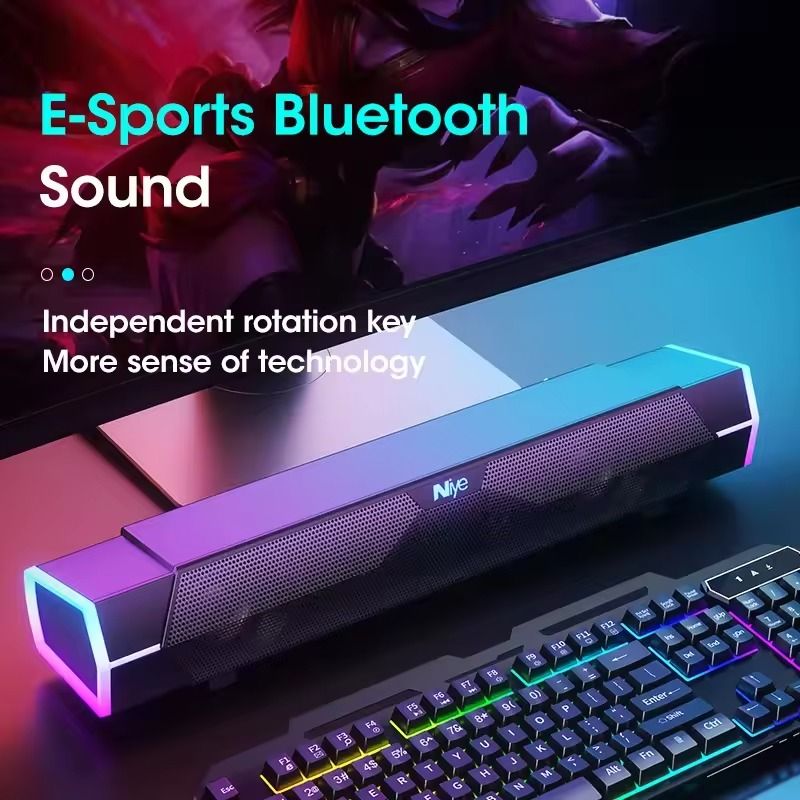 Bluetooth 5.0 Computer Soundbar with Surround Stereo Subwoofer and Wired Connection