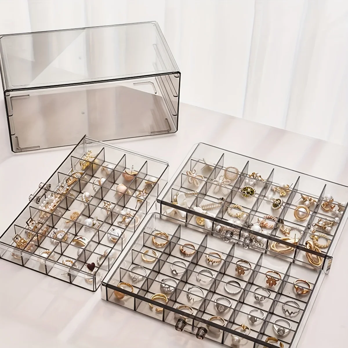 Jewelry Storage Box Organizer for Rings, Earrings, and Necklaces, Elegant, Large Capacity, Practical Jewelry Organizer