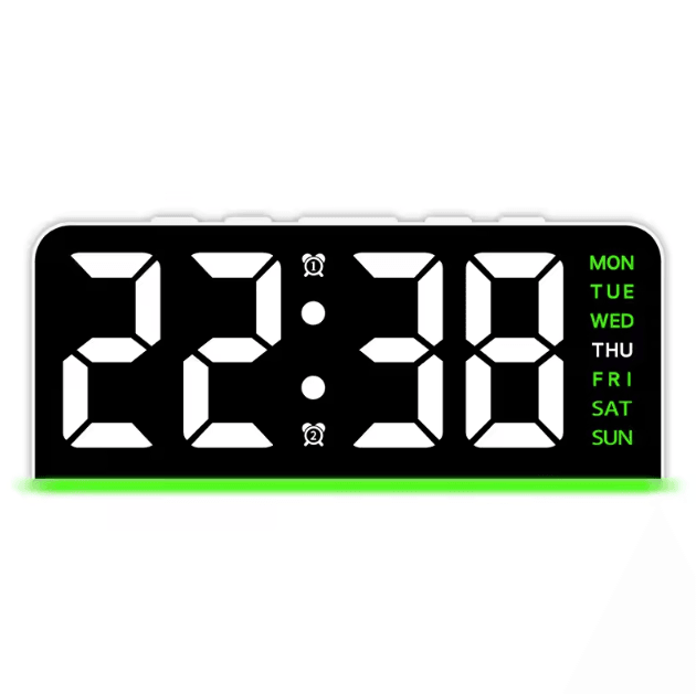 Digital LED Alarm Clock with Dual Alarms & Night Light – Modern Bedside Desk Clock with Date Display