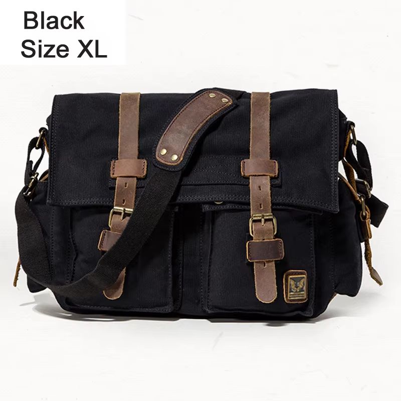 I AM LEGEND Canvas and Genuine Leather Men's Messenger Bag