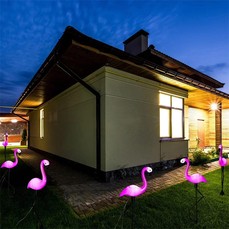 Outdoor Solar Lights Flamingo Garden Led Stake, Waterproof LED Landscape Ground Lamp for Pathway, Xmas Garden Decor