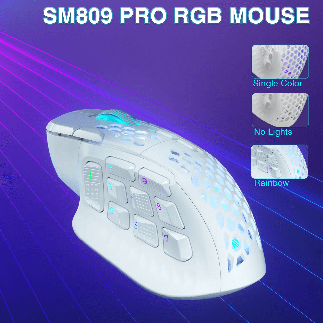Pro Wireless MMO Gaming Mouse with 16 Side Buttons 24000 DPI RGB Programmable Macros