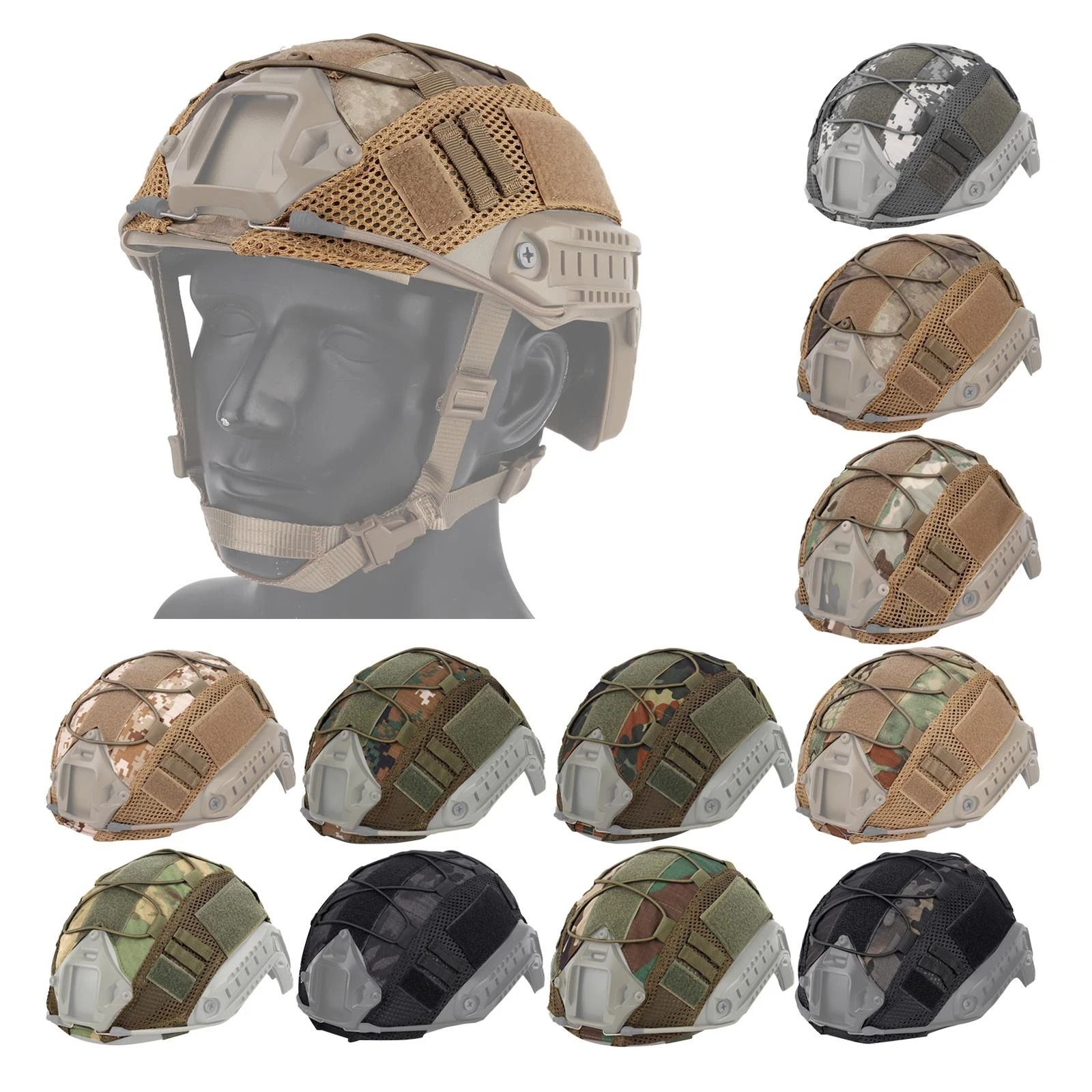 Tactical Helmet Cover Camo Fast Airsoft Paintball High Cut Helmet Cloth