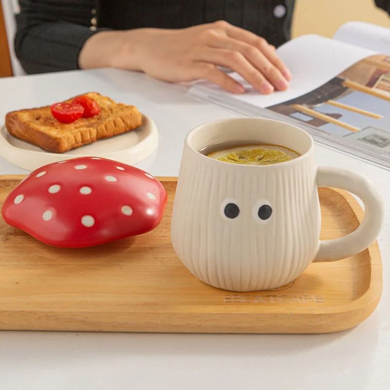 Creative Red Mushroom Ceramic Coffee Cup
