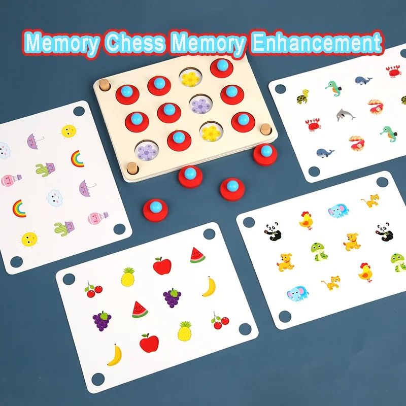 Montessori Memory Match Chess Wooden Educational Logic and Concentration Toy