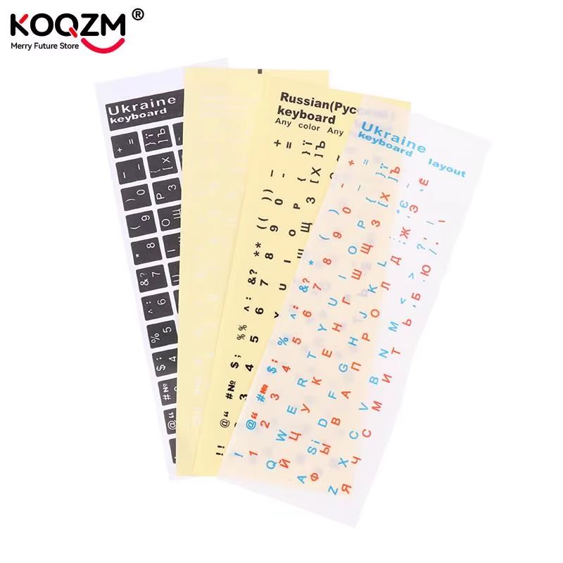Ukrainian Keyboard Sticker Set – Clear & Black Background with White, Blue, or Red Letters for Universal Laptops and PCs