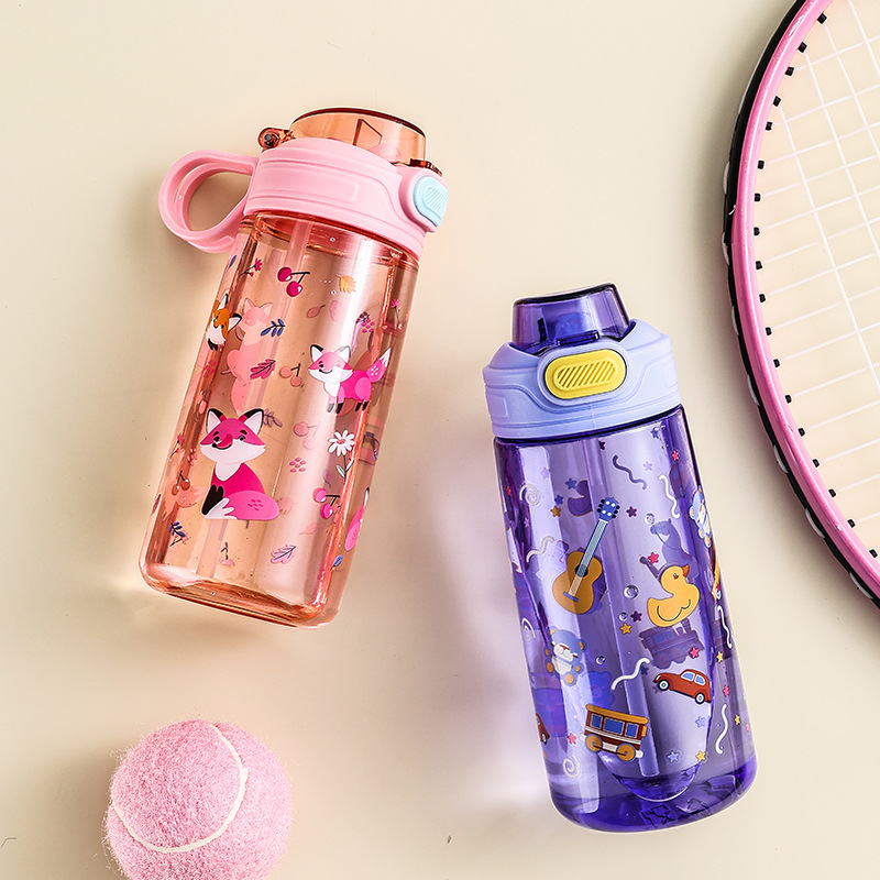 Cute Kids Water Bottle with Straw, BPA-Free, Leakproof Outdoor Portable Children's School Cup, Eco-Friendly Design