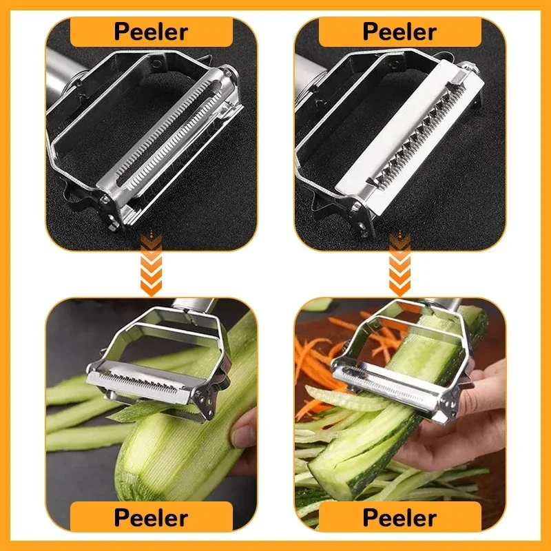 Durable Vegetable Slicer, Multifunctional Stainless Steel Kitchen Peeler, Cucumber Grater, Potato Carrot Julienne Cutter