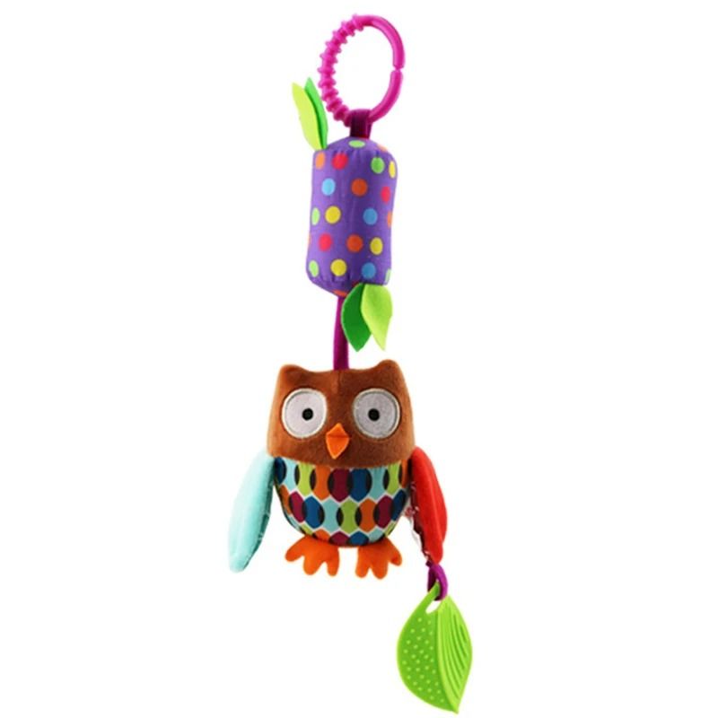 Baby Plush Stroller Toy Hanging Rattle Mobile with Cartoon Animals