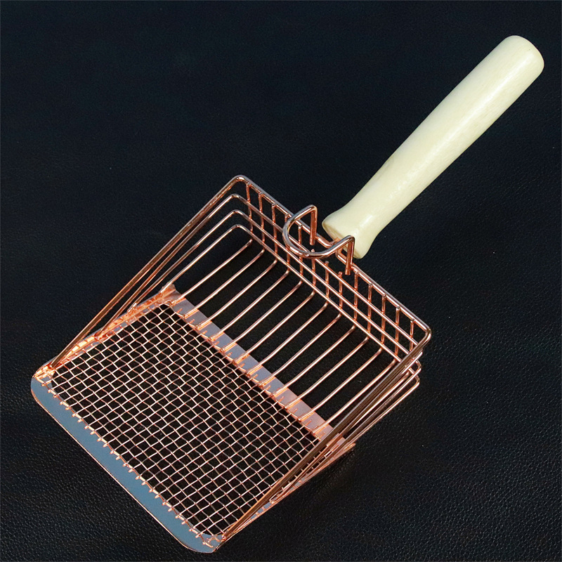 Stainless Steel Cat Litter Scoop with Wooden Handle Washable & Rust Resistant
