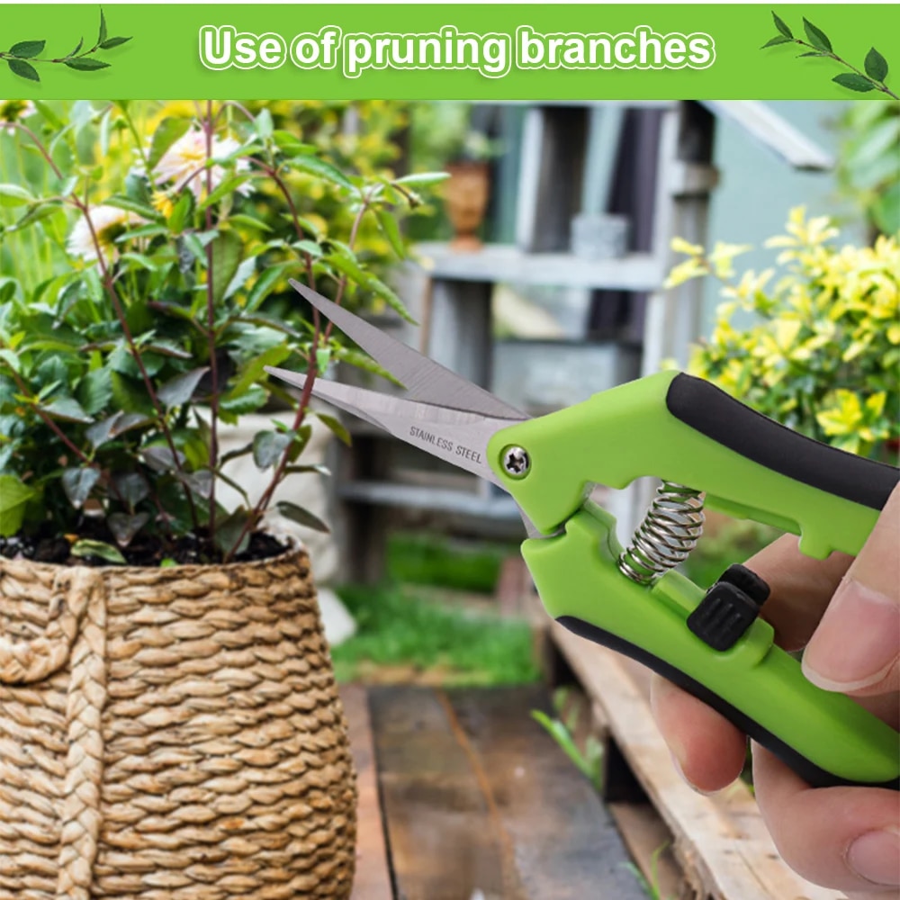 Garden Pruning Shears: Stainless Steel Pruner for Fruit Picking & Household Gardening - Straight & Elbow Pruning Tools