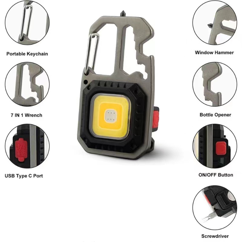 Multifunction Keychain Flashlight with Lighting Modes Portable & Rechargeable for Outdoor, Camping & Emergency Use
