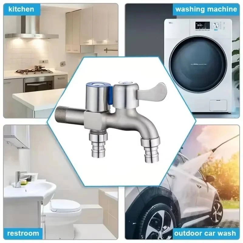 Dual Control Stainless Steel Faucet Splitter for Bidet and Sink Use