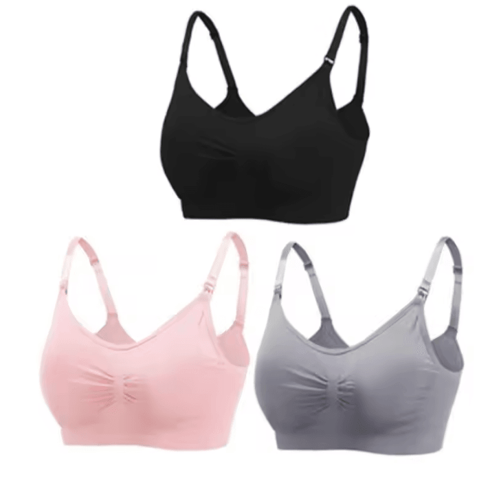 3pcs Maternity Nursing Bras Cotton Seamless Breathable Push Up Bra Set
