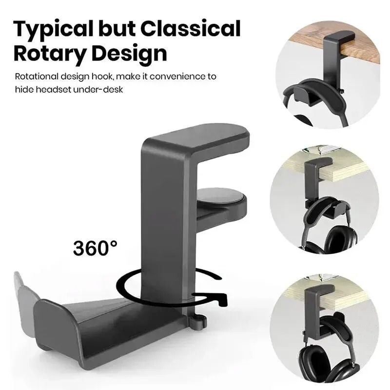 Under Desk 360 Degree Rotating Headphone Hanger