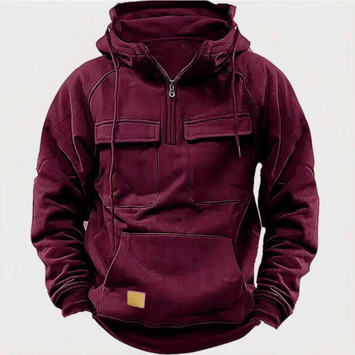 Autumn Winter Mens Casual Hoodie with Multi Pocket Design