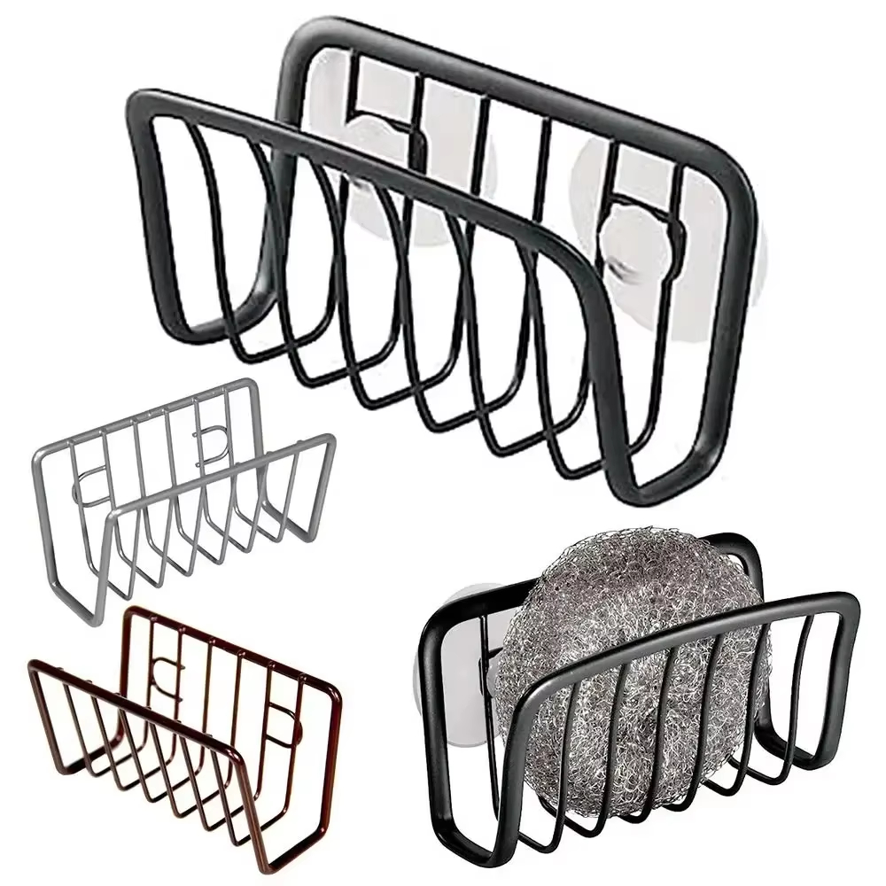 Sink Sponge Rack, Drain Storage Shelf, Stainless Steel Kitchen Organizer Holder for Wire Ball and Rag