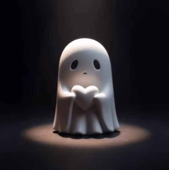 Funny Middle Finger Ghost Figurine – Cute Spooky Halloween Desk & Home Decor